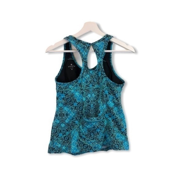 Athleta Blue Geometric Workout Casual Tank Top - Picture 7 of 7